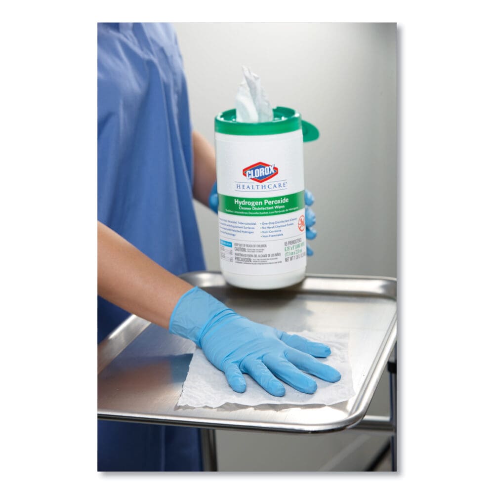 Hydrogen Peroxide Cleaner Disinfectant Wipes, 12 x 11, Unscented, White, 185/Pack, 2 Packs/Carton - Image 7