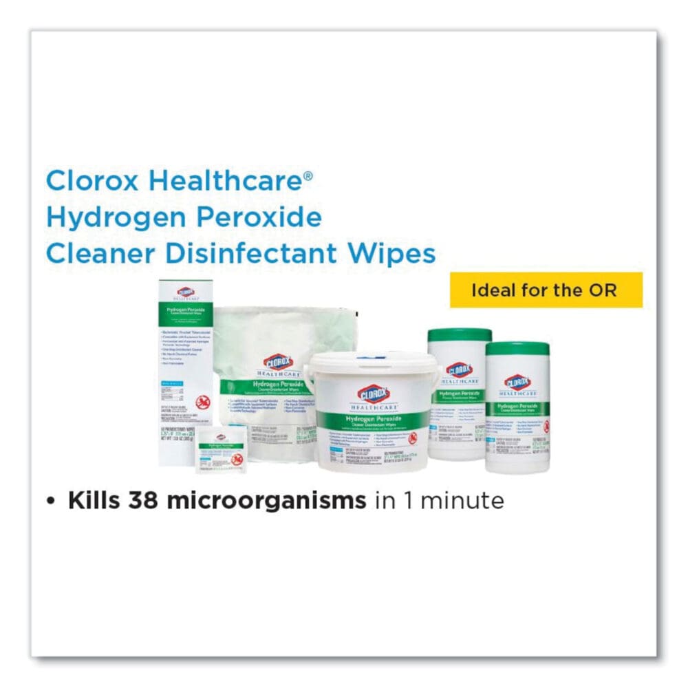 Hydrogen Peroxide Cleaner Disinfectant Wipes, 12 x 11, Unscented, White, 185/Pack, 2 Packs/Carton - Image 4