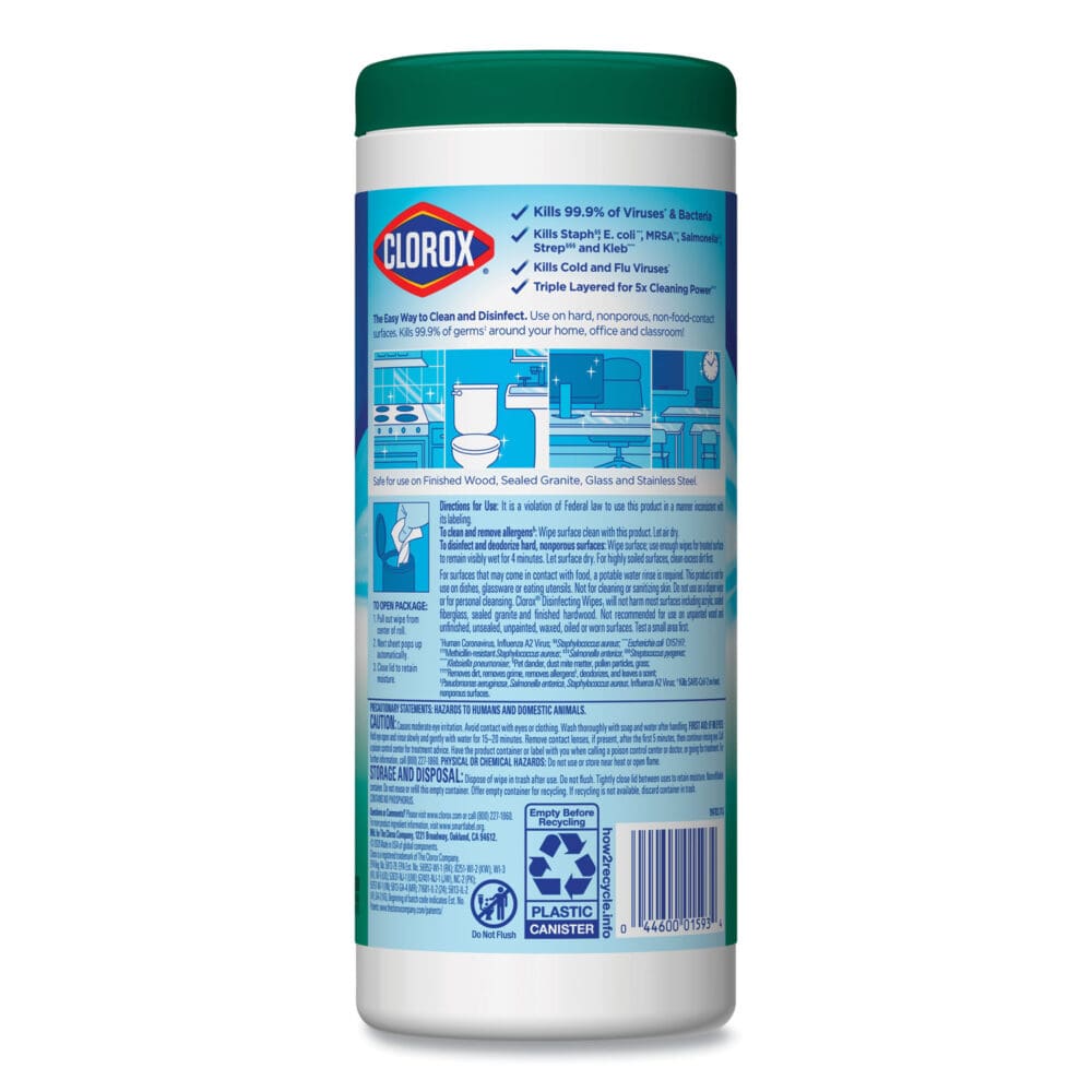 Disinfecting Wipes, 1-Ply, 7 x 8, Fresh Scent, White, 35/Canister, 12 Canisters/Carton - Image 2