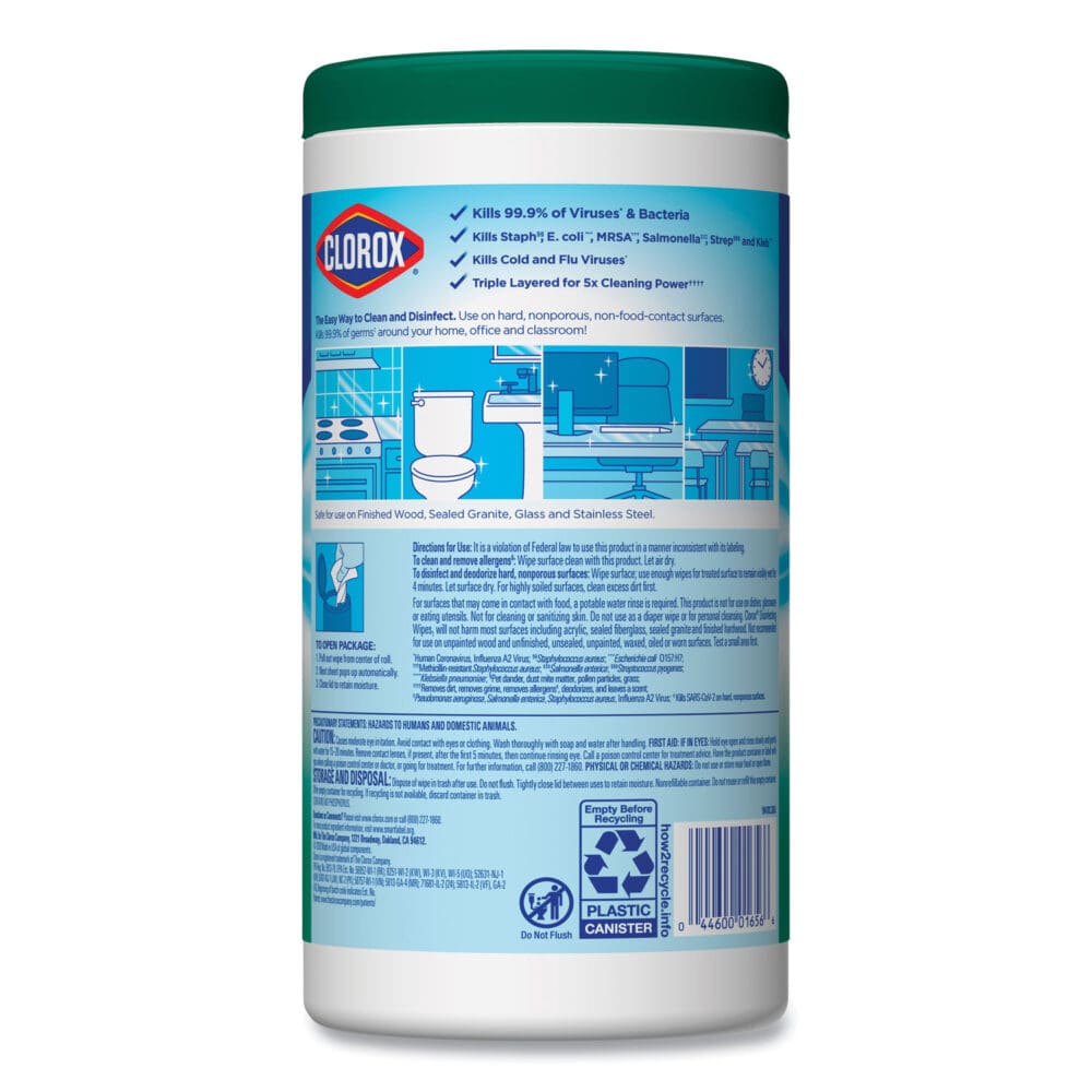 Disinfecting Wipes, 1-Ply, 7 x 8, Fresh Scent, White, 75/Canister, 6 Canisters/Carton - Image 5