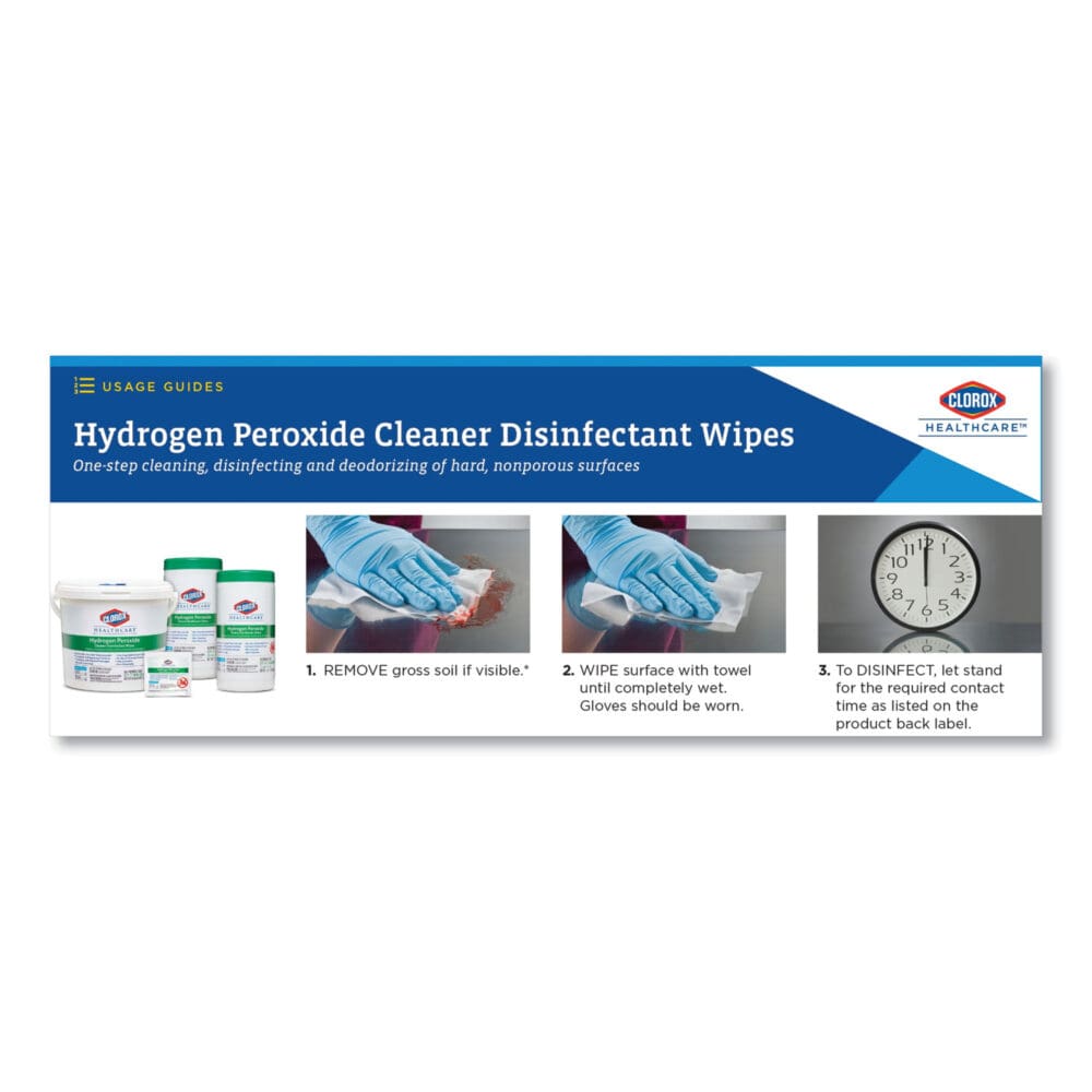 Hydrogen Peroxide Cleaner Disinfectant Wipes, 11 x 12, Unscented, White, 185/Canister, 2 Canisters/Carton - Image 4