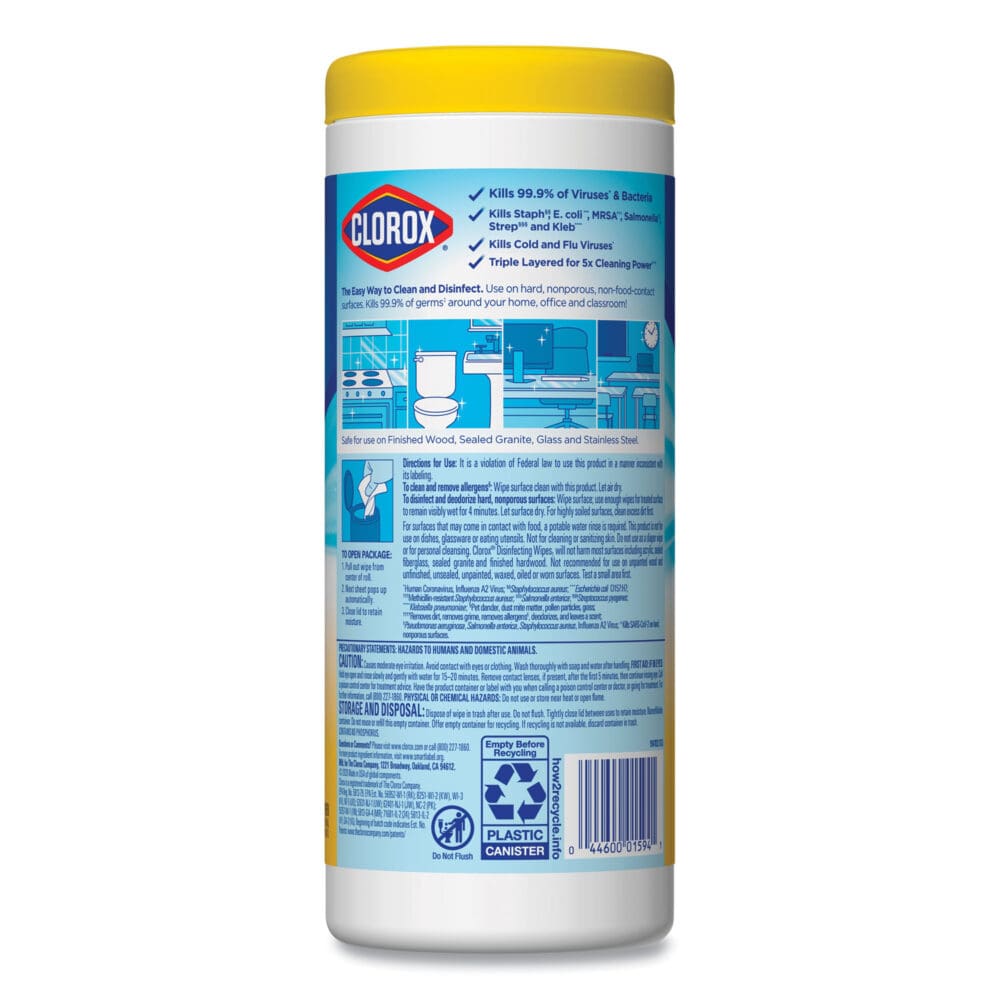 Disinfecting Wipes, 1-Ply, 7 x 8, Fresh Scent/Citrus Blend, 35/Canister, 3/Pack, 5 Packs/Carton - Image 11