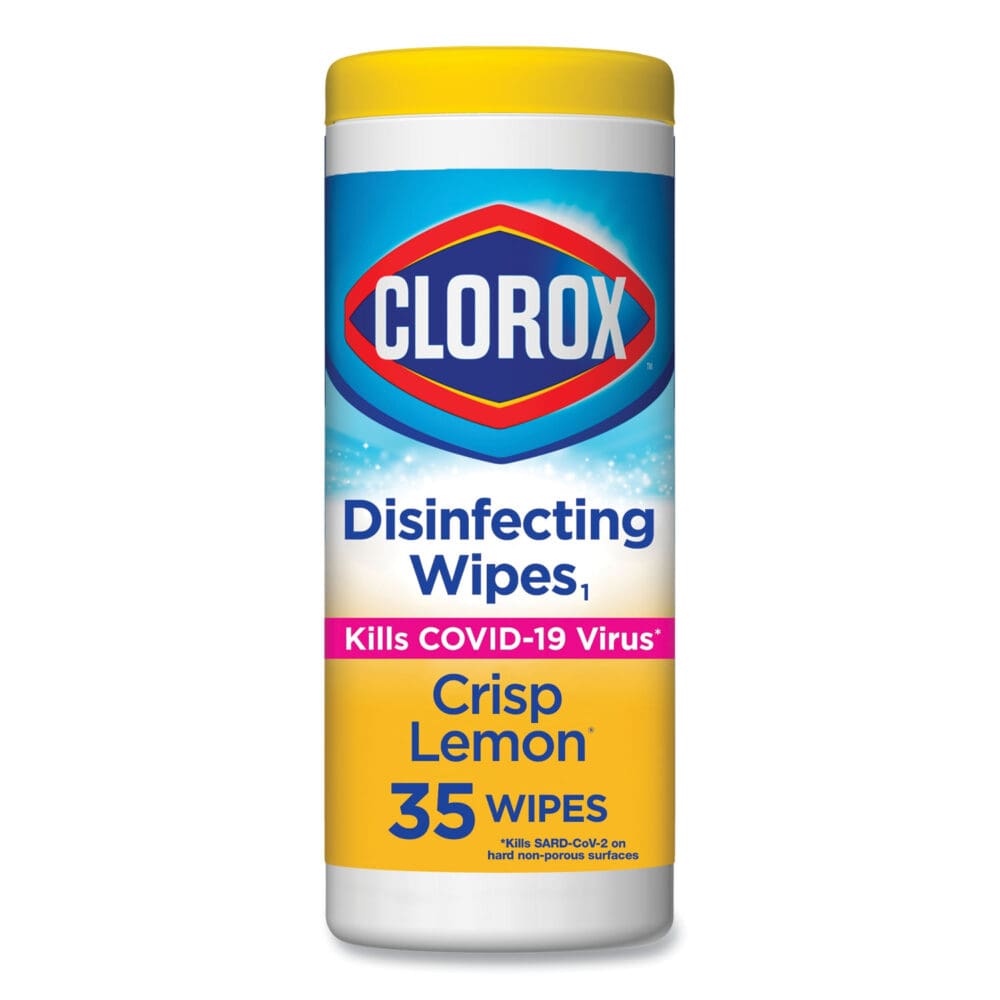 Disinfecting Wipes, 1-Ply, 7 x 8, Crisp Lemon, White, 35/Canister - Image 4