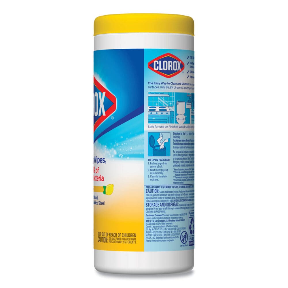 Disinfecting Wipes, 1-Ply, 7 x 8, Crisp Lemon, White, 35/Canister - Image 6