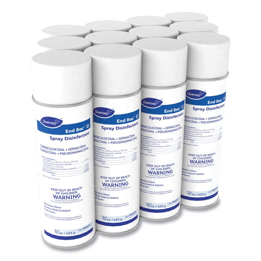 End Bac II Spray Disinfectant, Fresh Scent, 15 oz Aerosol Spray, 12/Carton - Image 3
