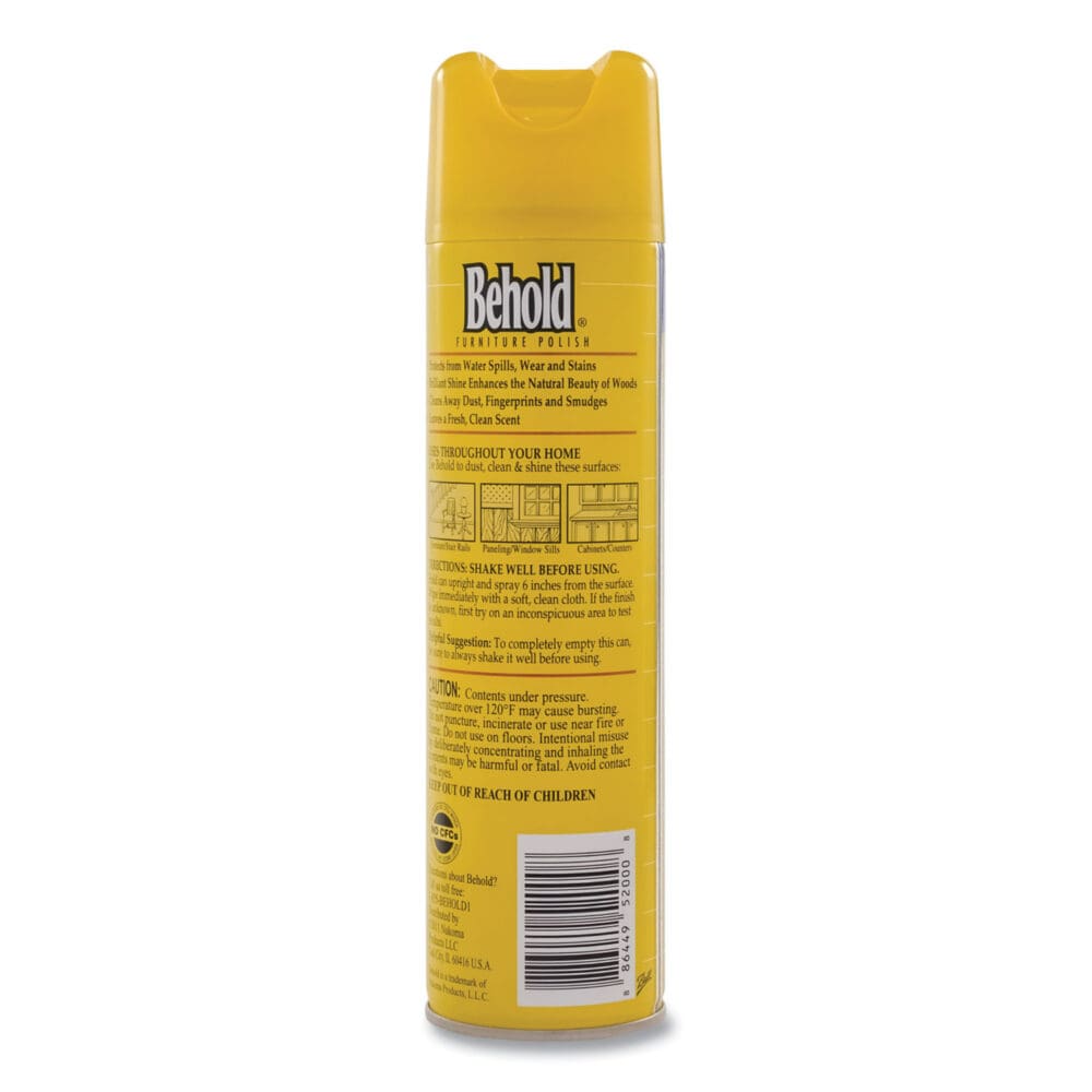 Behold Furniture Polish, Lemon, 12.5 oz Aerosol Spray, 6/Carton - Image 5
