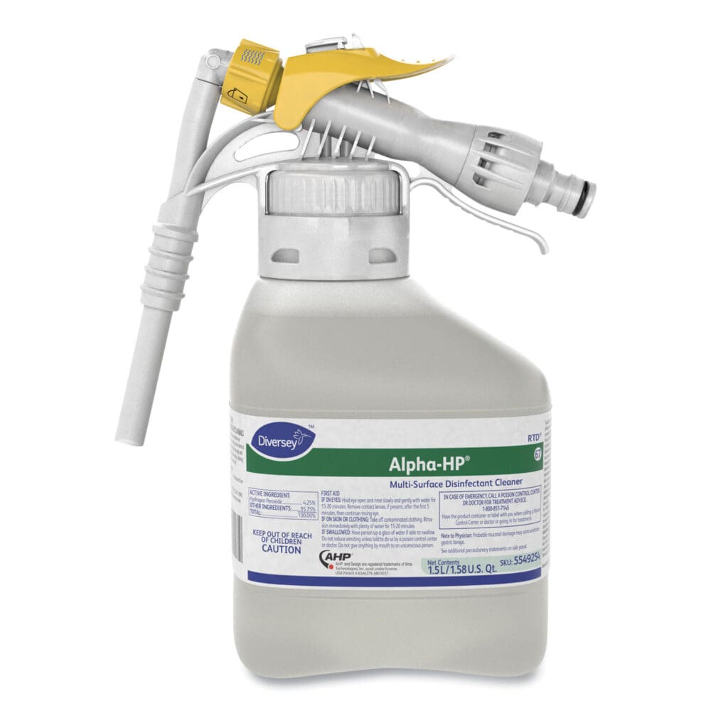 Alpha-HP Multi-Surface Disinfectant Cleaner, Citrus Scent, 1.5 L RTD Spray Bottle, 2/Carton - Image 3