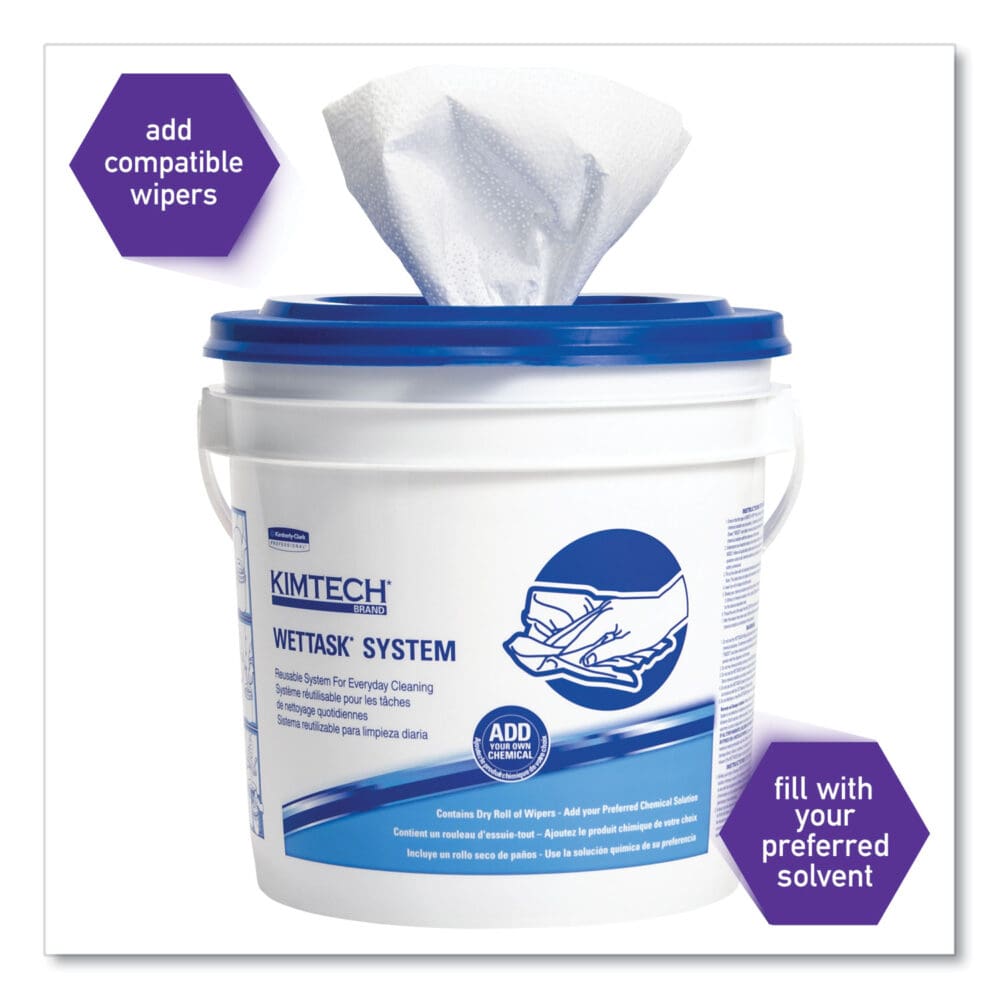 WetTask Customizable Wet Wiping System Bucket, White/Blue, 4/Carton - Image 2