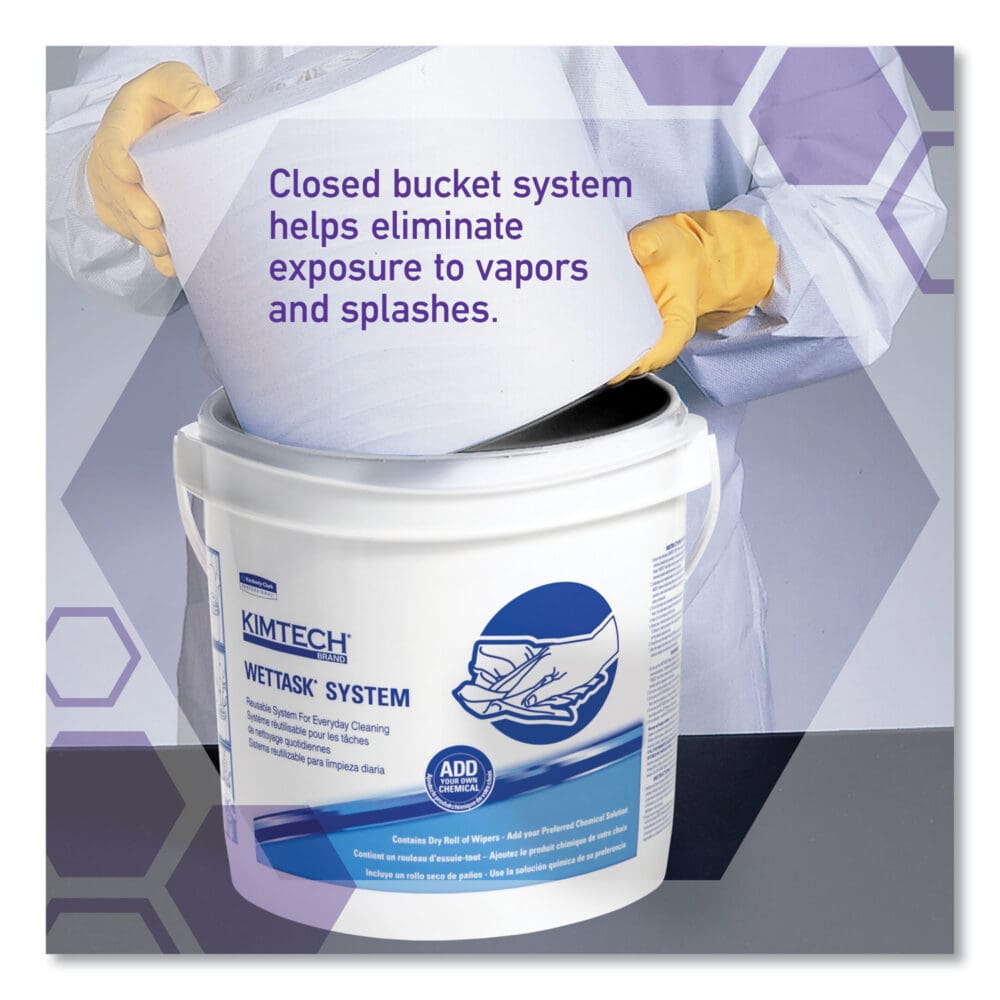 WetTask Customizable Wet Wiping System Bucket, White/Blue, 4/Carton - Image 3