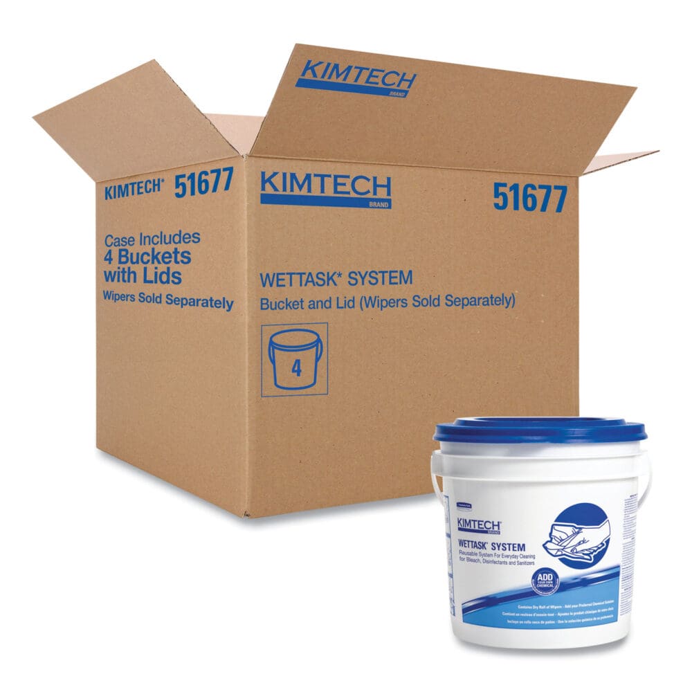 WetTask Customizable Wet Wiping System Bucket, White/Blue, 4/Carton - Image 6