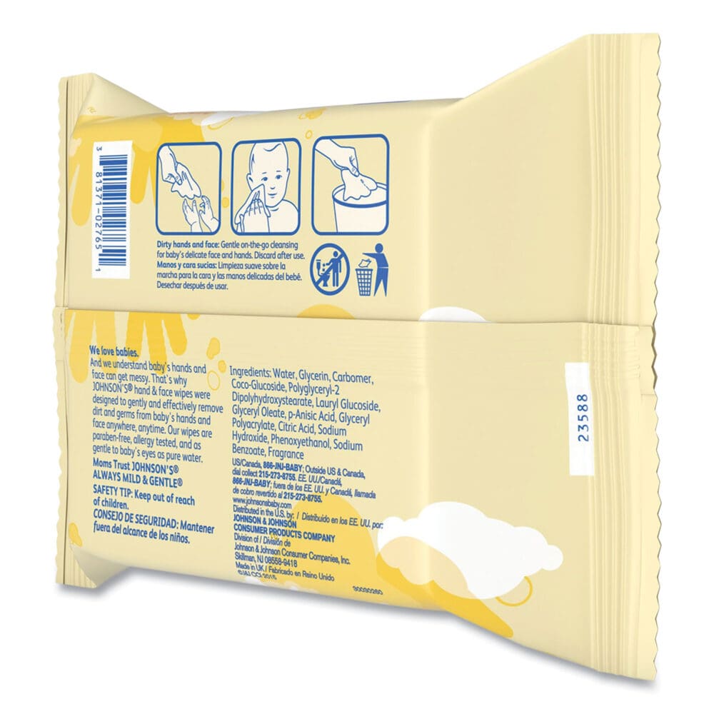 Hand and Body Wipes, Travel Pack, 1-Ply, Nonwoven Fiber, 7.3 x 7.5, Unscented, White, 25 Wipes/Pack - Image 3