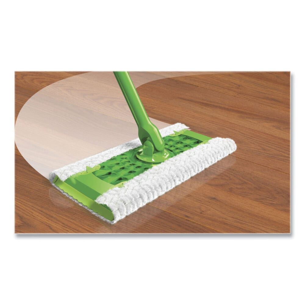 Sweeper Mop, 10 x 4.8 White Cloth Head, 46" Silver/Green Aluminum/Plastic Handle - Image 4