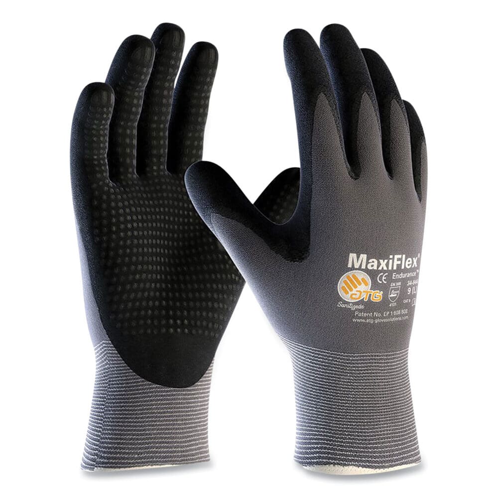 Endurance Seamless Knit Nylon Gloves, Large (Size 9), Gray/Black, 12 Pairs - Image 2