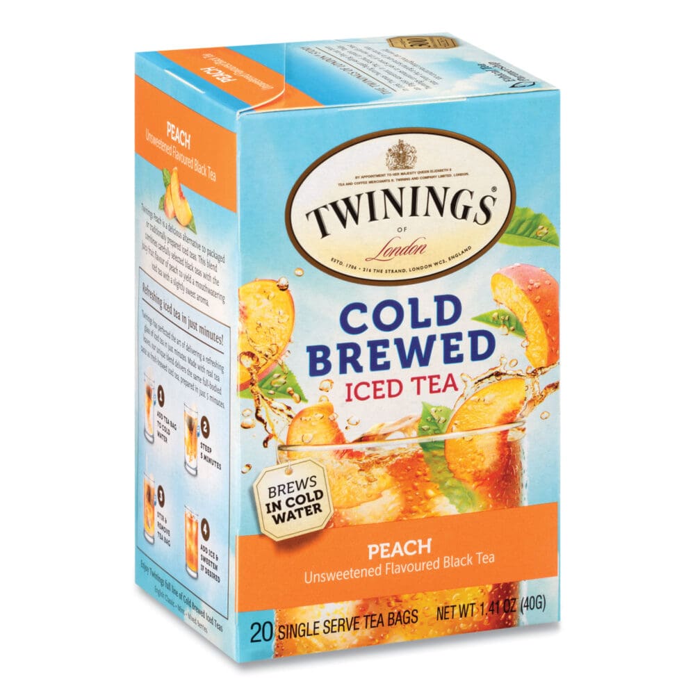 Cold Brew Iced Tea Bags, Peach, 0.07 oz Tea Bag, 20/Box - Image 2