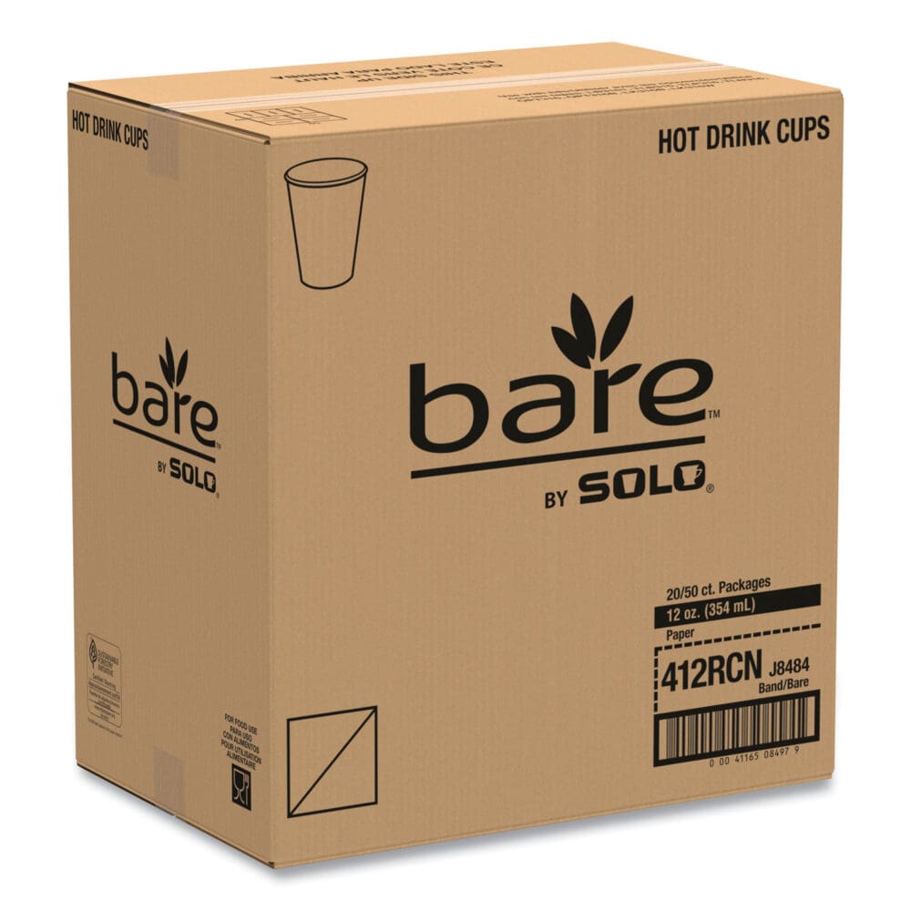 Bare Eco-Forward Recycled Content PCF Paper Hot Cups, ProPlanet Seal, 12 oz, Green/White/Beige, 1,000/Carton - Image 2