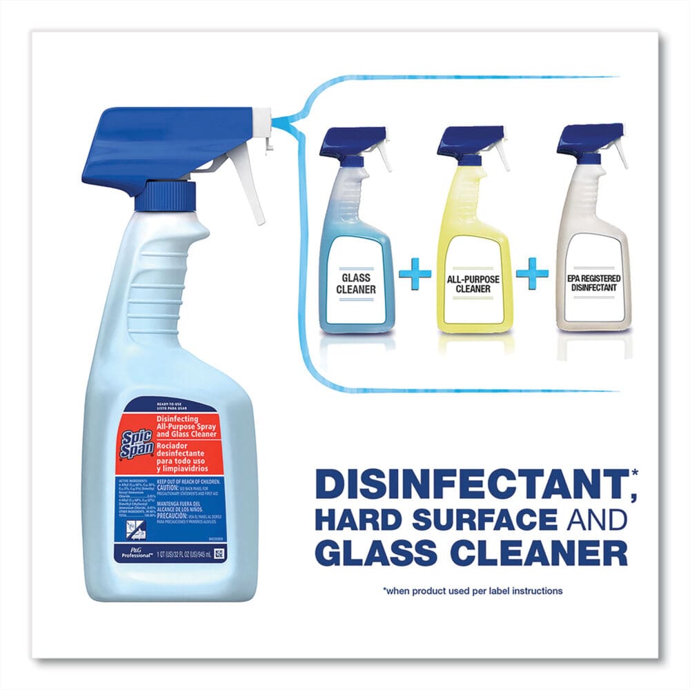 Disinfecting All-Purpose Spray and Glass Cleaner, Fresh Scent, 32 oz Spray Bottle, 6/Carton - Image 5