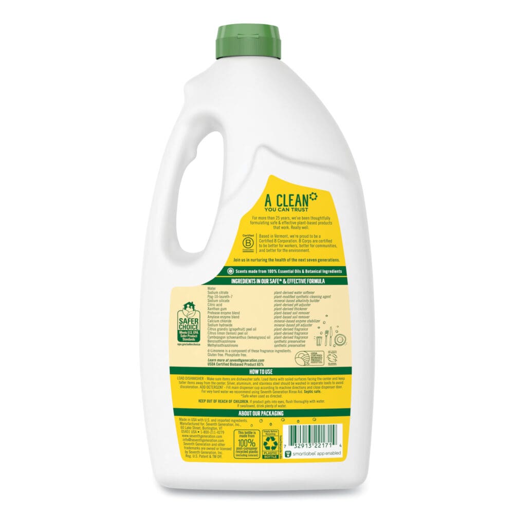 Natural Automatic Dishwasher Gel, Lemon, 42 oz Bottle, 6/Carton - Image 2