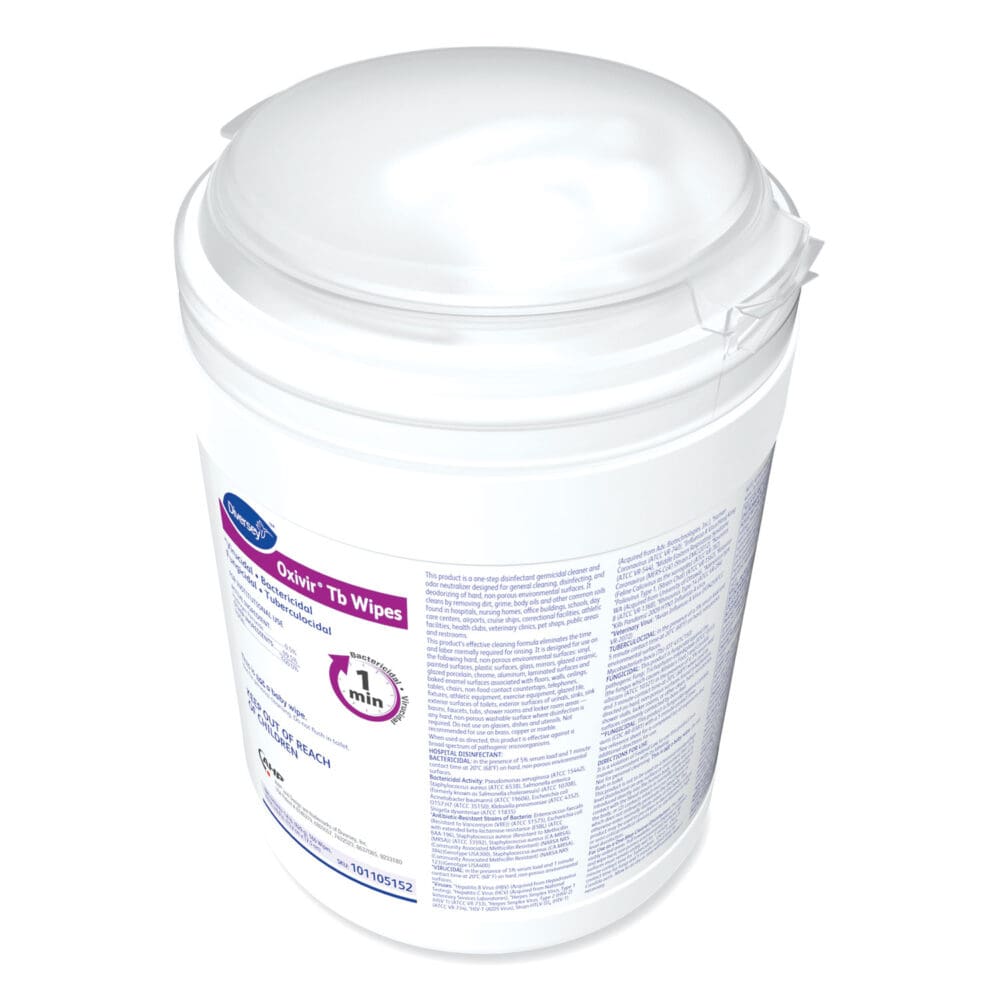 Oxivir TB Disinfectant Wipes, 6 x 6.9, Characteristic Scent, White, 160/Canister, 4 Canisters/Carton - Image 5