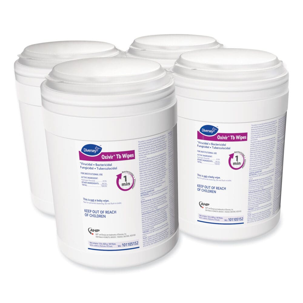 Oxivir TB Disinfectant Wipes, 6 x 6.9, Characteristic Scent, White, 160/Canister, 4 Canisters/Carton - Image 7