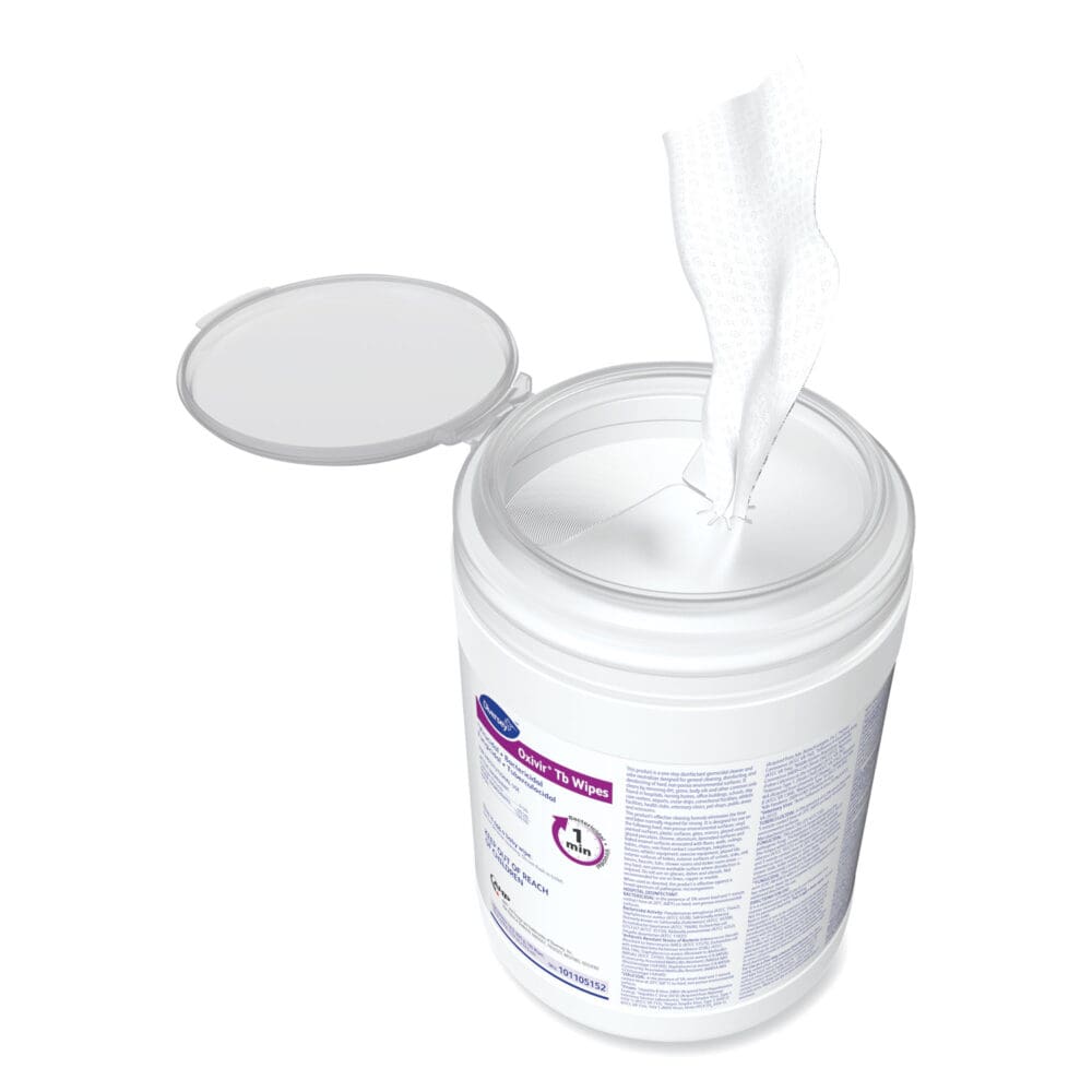 Oxivir TB Disinfectant Wipes, 6 x 6.9, Characteristic Scent, White, 160/Canister, 4 Canisters/Carton - Image 6