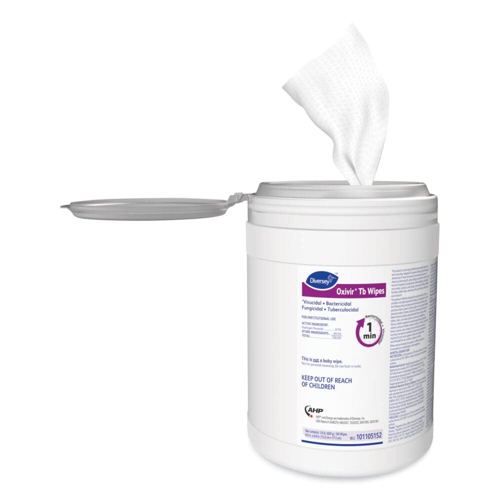Oxivir TB Disinfectant Wipes, 6 x 6.9, Characteristic Scent, White, 160/Canister, 4 Canisters/Carton - Image 8