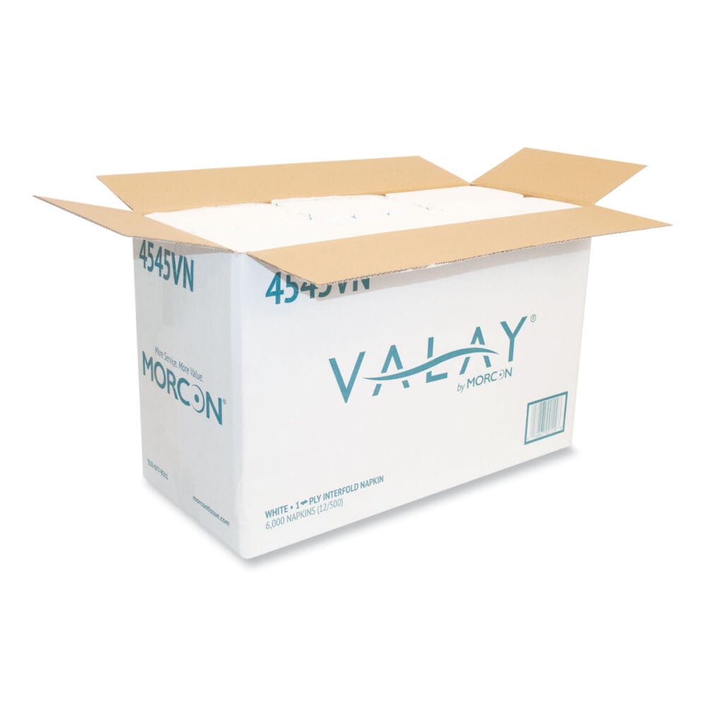 Valay Interfolded Napkins, 1-Ply, White, 6.5 x 8.25, 6,000/Carton - Image 2