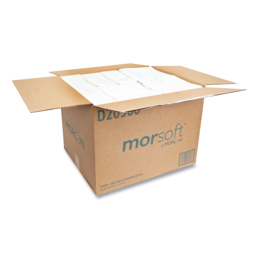 Morsoft Dispenser Napkins, 1-Ply, 6 x 13, White, 500/Pack, 20 Packs/Carton - Image 2