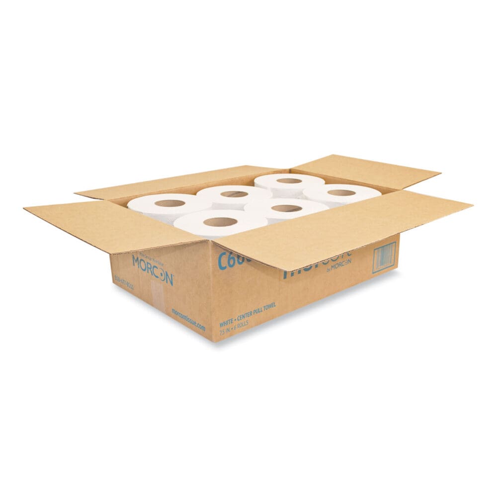 Morsoft Center-Pull Roll Towels, 2-Ply, 6.9" dia, White, 600 Sheets/Roll, 6 Rolls/Carton - Image 2
