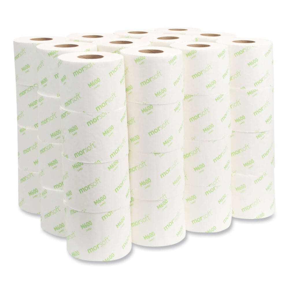 Morsoft Controlled Bath Tissue, Septic Safe, 2-Ply, White, 600 Sheets/Roll, 48 Rolls/Carton - Image 3