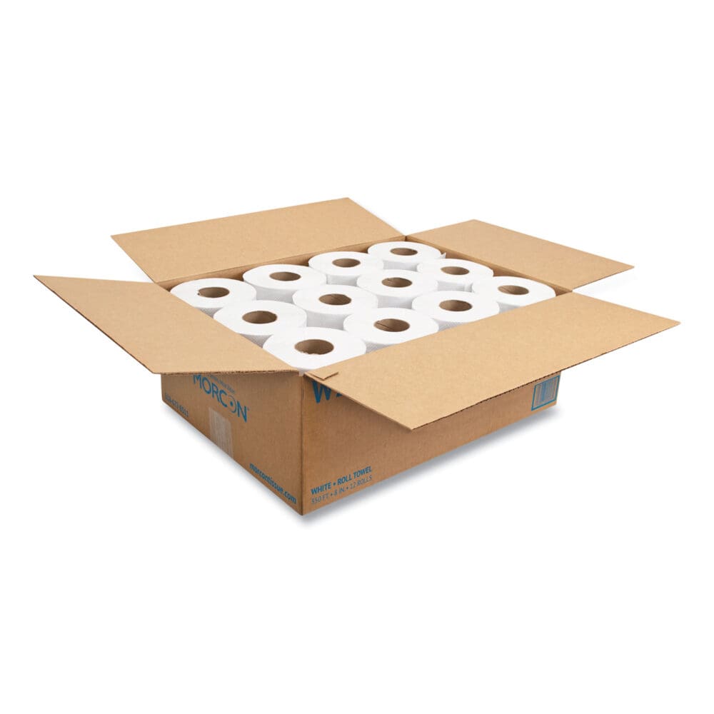 Morsoft Universal Roll Towels, 1-Ply, 8" x 350 ft, White, 12 Rolls/Carton - Image 2