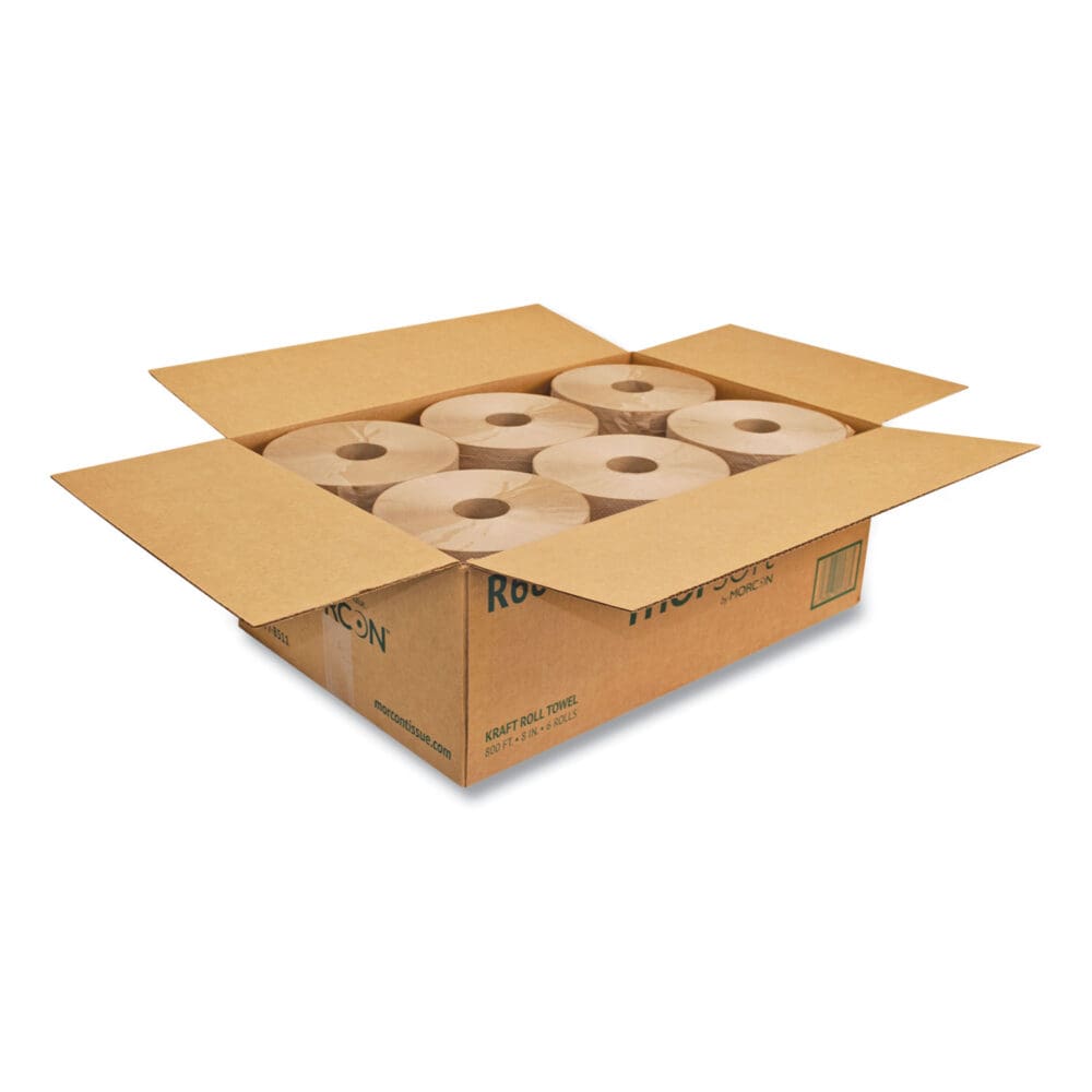 Morsoft Universal Roll Towels, 1-Ply, 8" x 800 ft, Brown, 6 Rolls/Carton - Image 2
