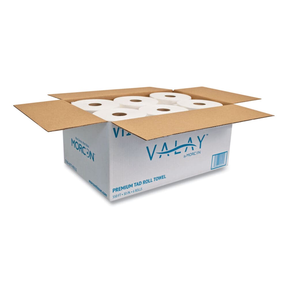 10 Inch TAD Roll Towels, 1-Ply, 10" x 550 ft, White, 6 Rolls/Carton - Image 2