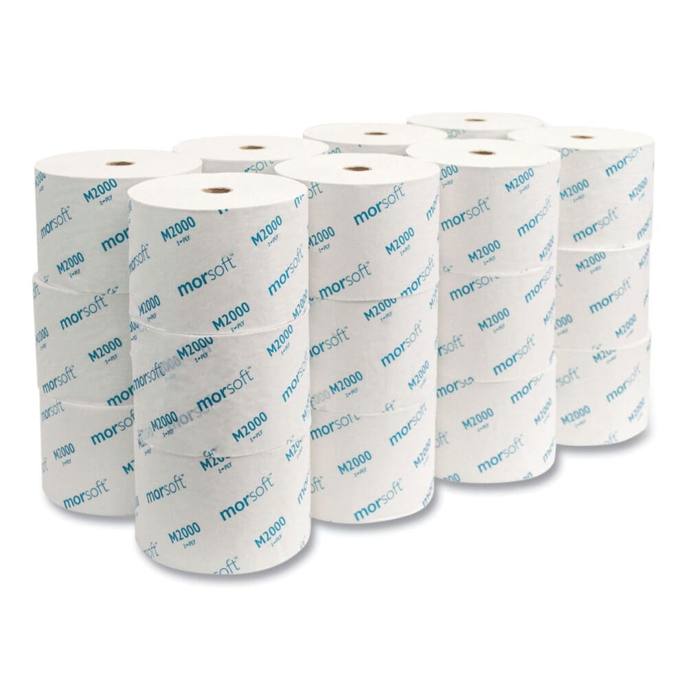 Small Core Bath Tissue, Septic Safe, 1-Ply, White, 2,000 Sheets/Roll, 24 Rolls/Carton - Image 3
