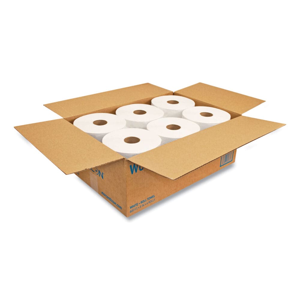 Morsoft Universal Roll Towels, 1-Ply, 8" x 800 ft, White, 6 Rolls/Carton - Image 2