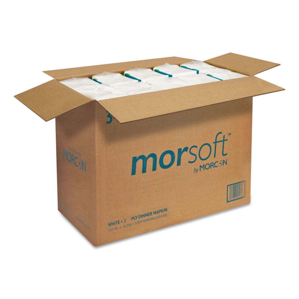 Morsoft Dinner Napkins, 2-Ply, 14.5 x 16.5, White, 3,000/Carton - Image 2