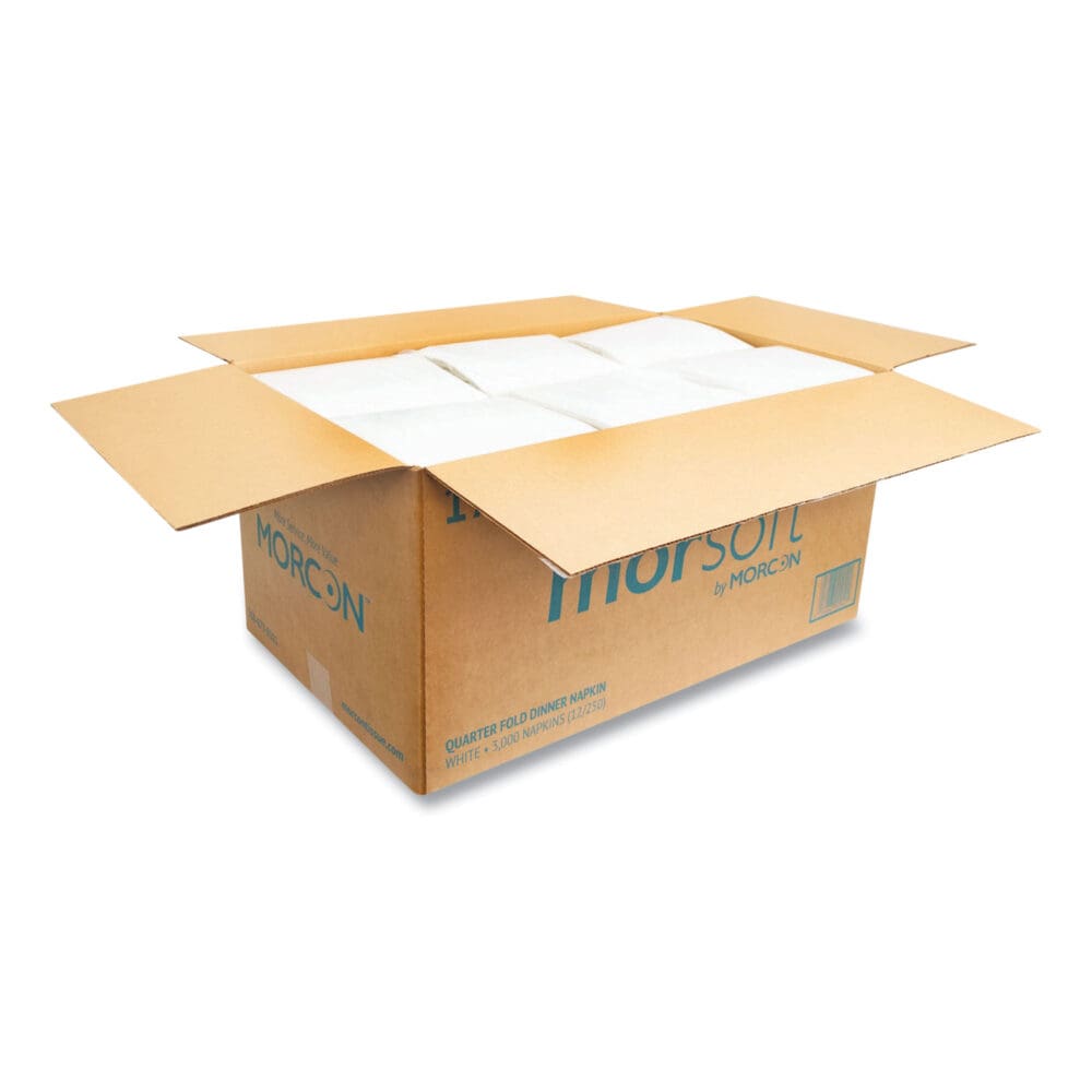 Morsoft Dinner Napkins, 1-Ply, 16 x 16, White, 250/Pack, 12 Packs/Carton - Image 2