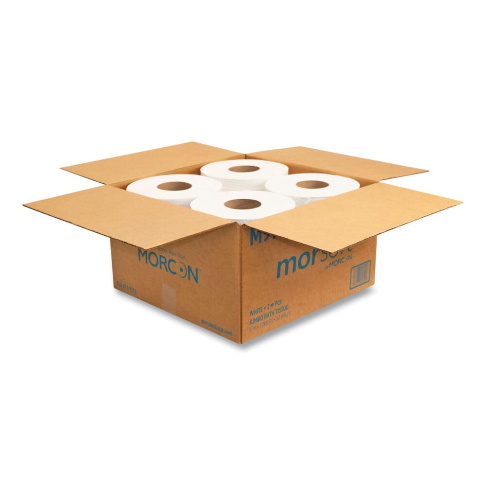 Jumbo Bath Tissue, Septic Safe, 2-Ply, White, 3.3" x 1,000 ft, 12/Carton - Image 2