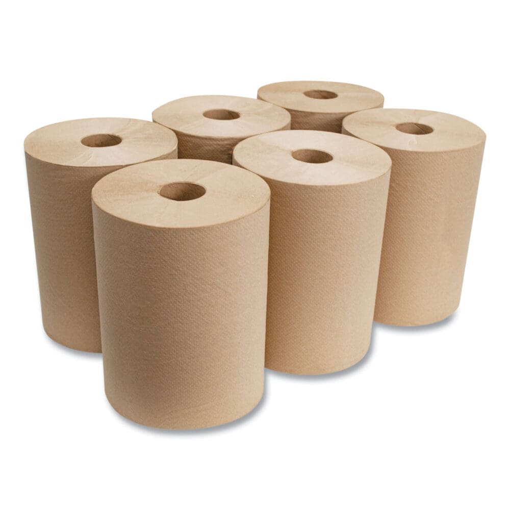 10 Inch Roll Towels, 1-Ply, 10" x 800 ft, Kraft, 6 Rolls/Carton - Image 3