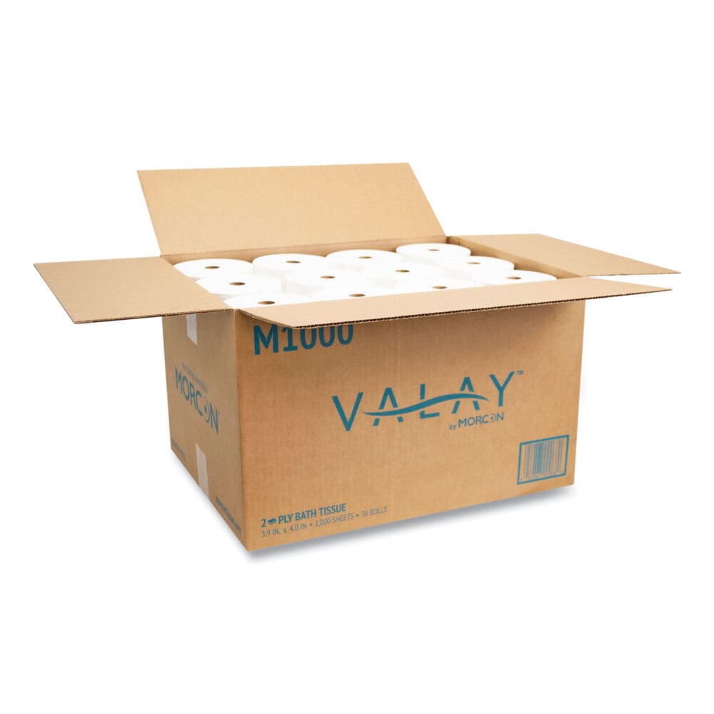 Small Core Bath Tissue, Septic Safe, 2-Ply, White, 1,000 Sheets/Roll, 36 Rolls/Carton - Image 2