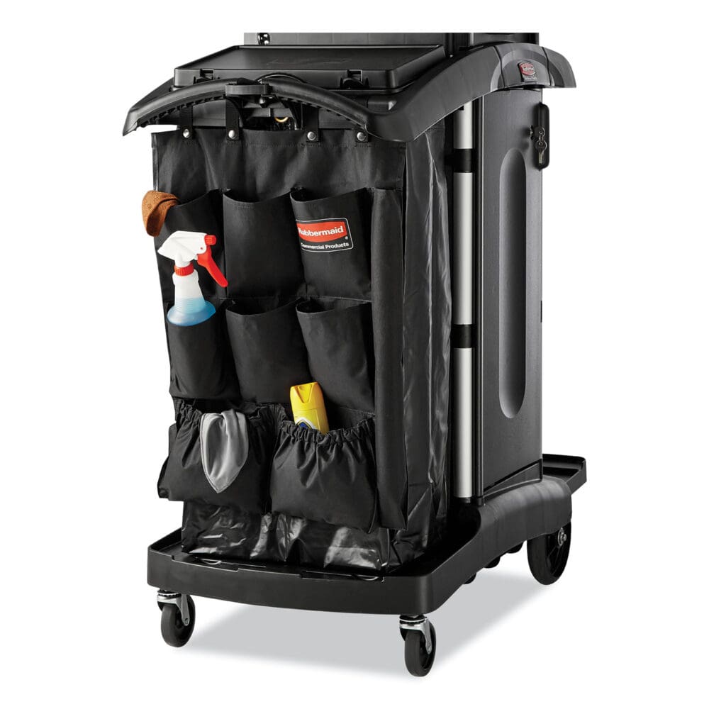 Fabric 9-Pocket Cart Organizer, 19.75 x 1.5 x 28, Black - Image 3