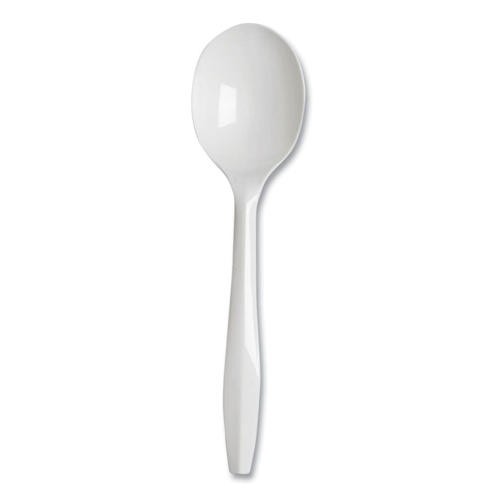 Plastic Cutlery, Mediumweight Soup Spoons, White, 1,000/Carton - Image 5