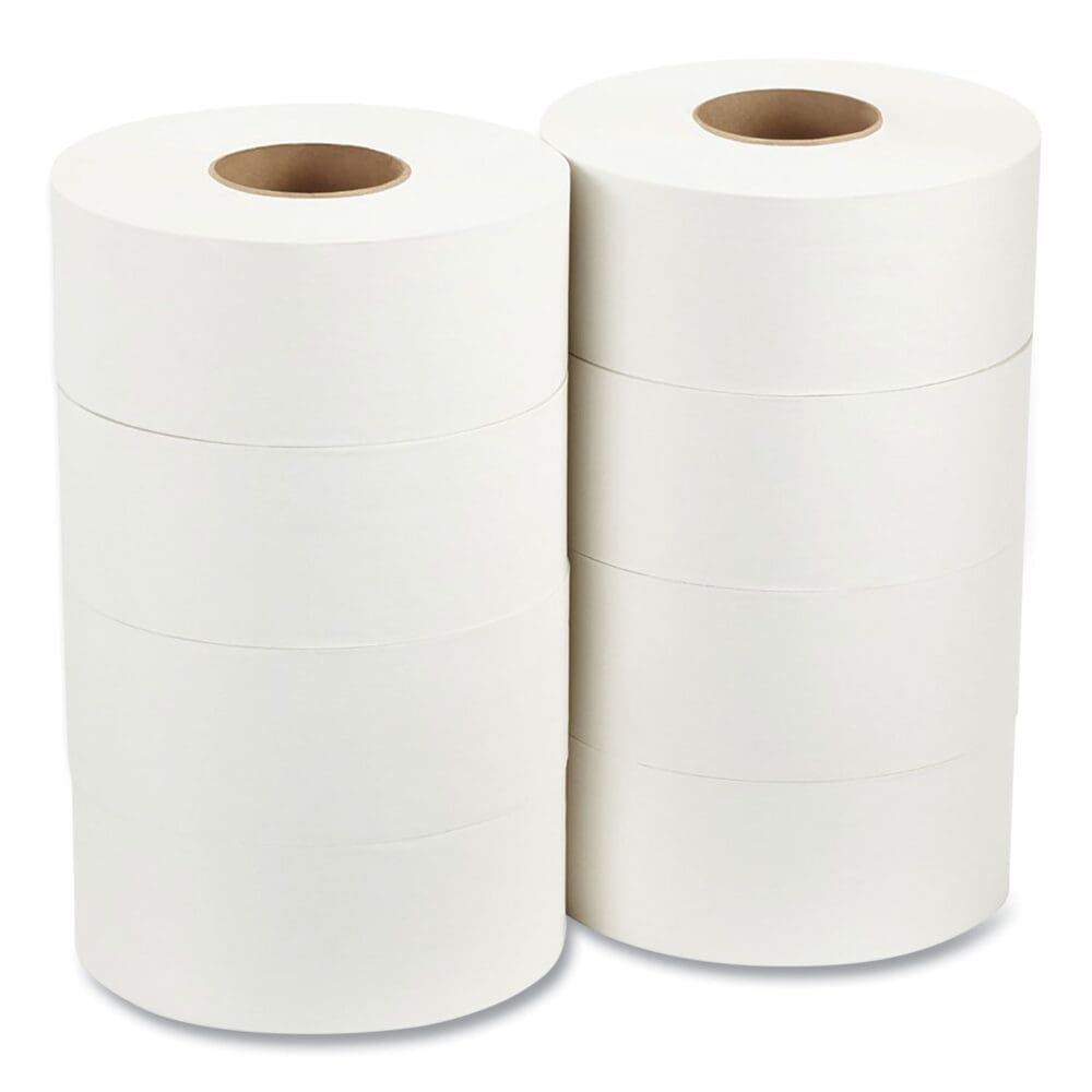 Jumbo Jr. Bathroom Tissue Roll, Septic Safe, 2-Ply, White, 3.5" x 1,000 ft, 8 Rolls/Carton - Image 3