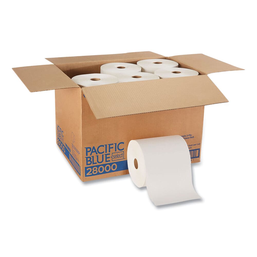 Pacific Blue Select Premium Nonperf Paper Towels, 2-Ply, 7.88 x 350 ft, White, 12 Rolls/Carton - Image 4