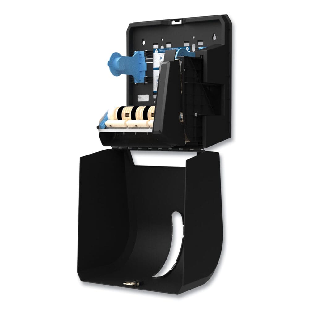 Hygienic Push-Paddle Roll Towel Dispenser, 13 x 10 x 14.4, Black - Image 6