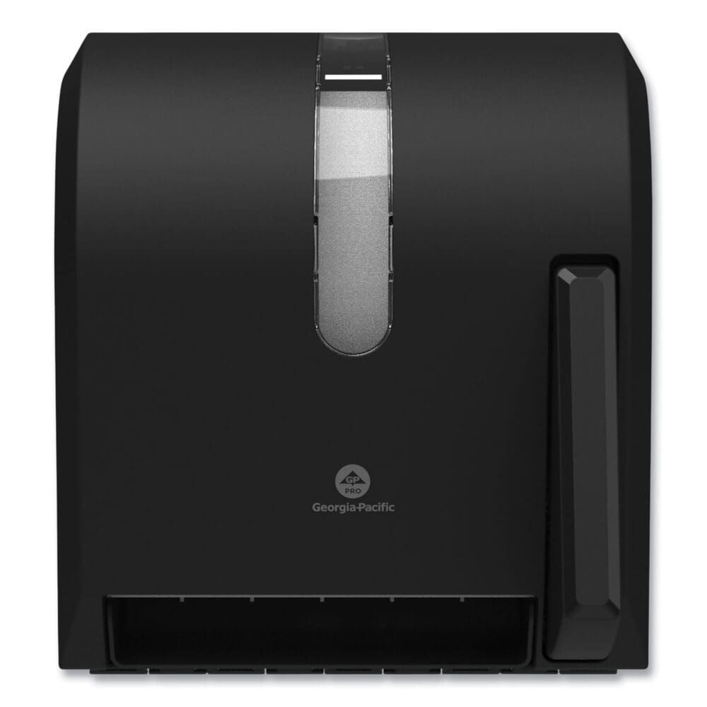 Hygienic Push-Paddle Roll Towel Dispenser, 13 x 10 x 14.4, Black - Image 2