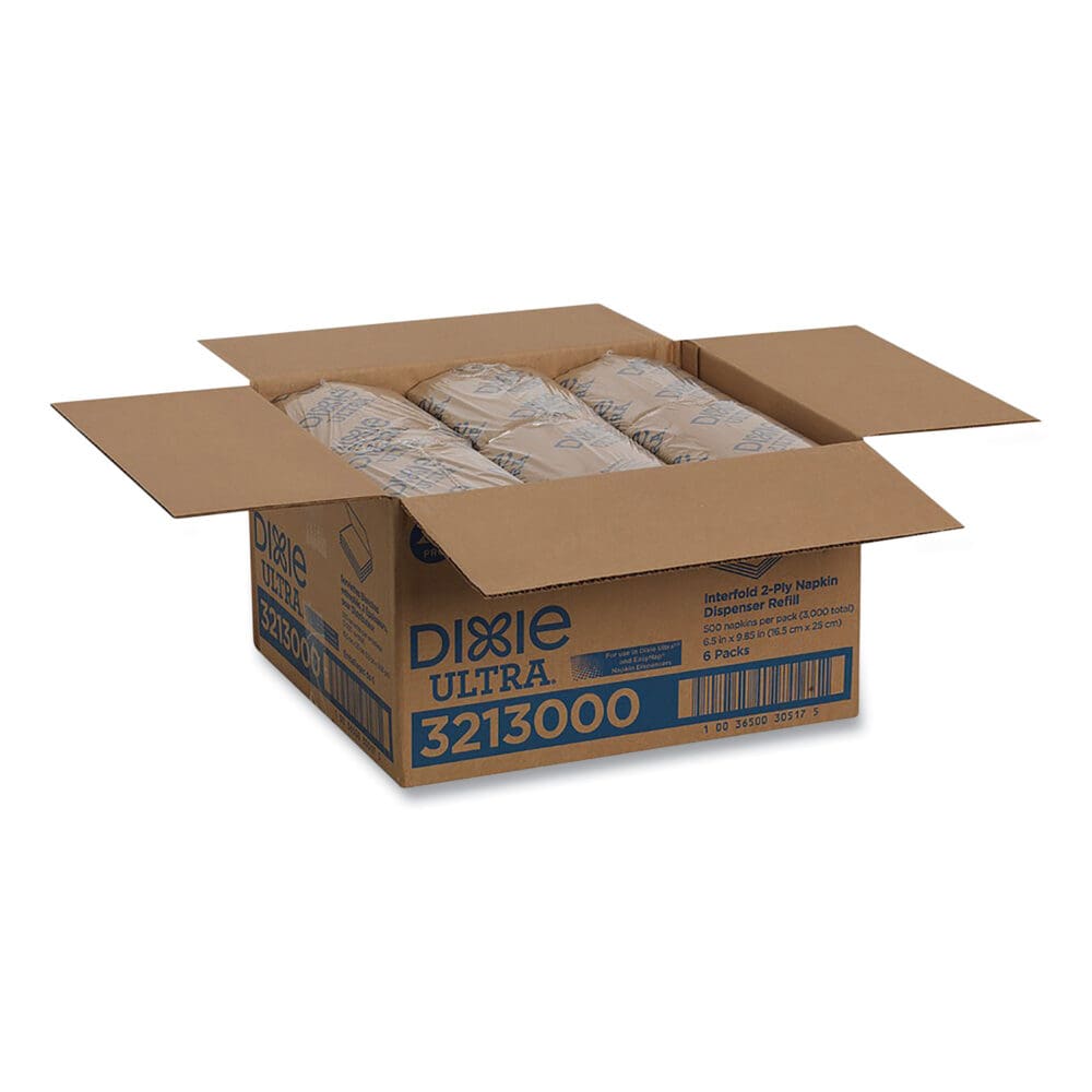 Interfold Napkin Refills, 2 Ply, 6 1/2x9 7/8, White, 500/Pk, 6 Pack/Ctn - Image 4