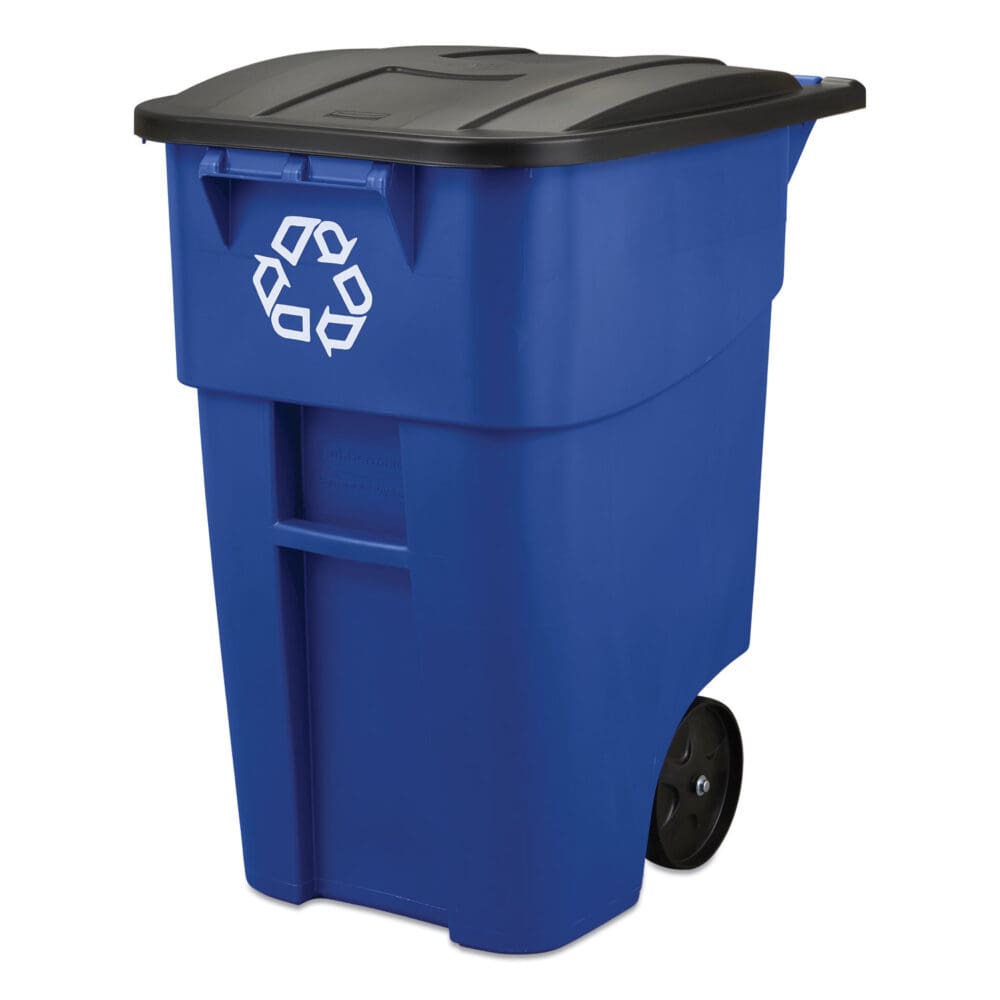 Square Brute Recycling Rollout Container, 50 gal, Plastic, Blue - Image 7