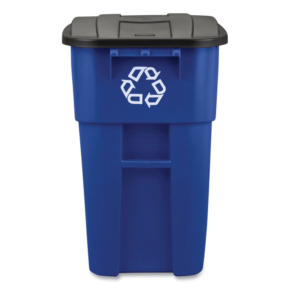 Square Brute Recycling Rollout Container, 50 gal, Plastic, Blue - Image 2