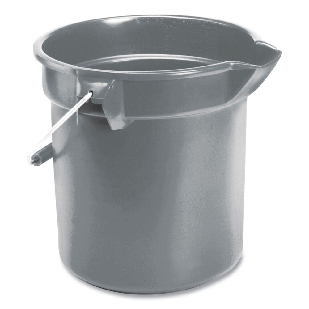 10 Quart Plastic Utility Pail, Plastic, Gray, 10.5" dia - Image 2