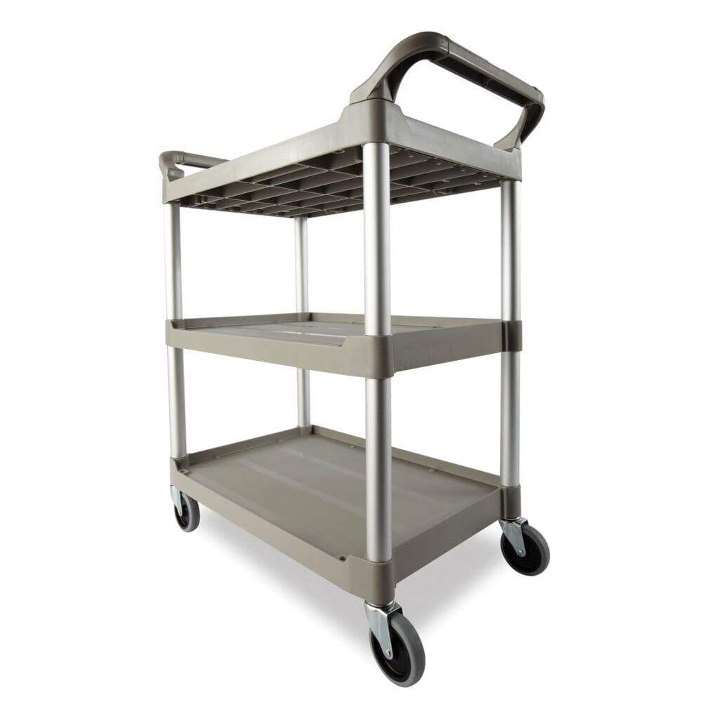 Three-Shelf Service Cart, Plastic, 3 Shelves, 200 lb Capacity, 18.63" x 33.63" x 37.75", Off-White - Image 4